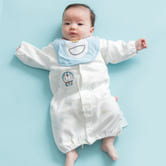 ドラえもん 新生児兼用ドレス スタイ付き (ホワイト×50-70cm)