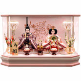 【雛人形】ケース飾り 親王飾り「桜刺繍パールピンク六角アクリル」 (322981)ひな人形 ひな祭・・・