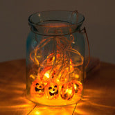 【ハロウィン】ミニパンプキン LEDライト10連 長さ約210cm 常時点灯 電池式 かぼちゃ イ・・・