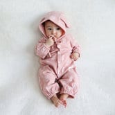 新生児2WAYドレス ウサギ総柄 ボンネット付(ピンク×50-70)