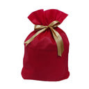 ギフトバッグ 不織布 （約）52ｘ65cm 赤 Mサイズ クリスマスラッピング 巾着袋 おもちゃ 子供 リボン 簡単 マチあり かわいい
