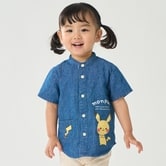 monpoke モンポケ 半袖シャツ デニム ピカチュウ(ブルー×110cm)