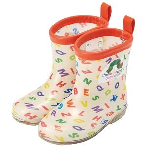 レインブーツ 16cm はらぺこあおむし アルファベッド (ベージュ×16cm)