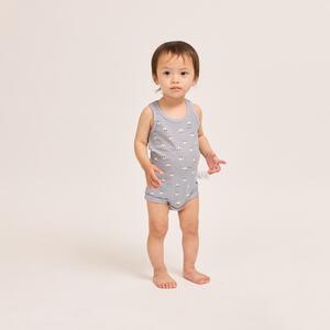 2枚組 袖無しロンパース肌着  鹿の子 恐竜 80cm