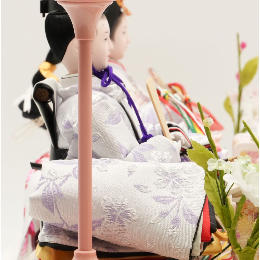 雛人形】ケース飾り 親王飾り「桜刺繍金ぼかしパノラマアクリル