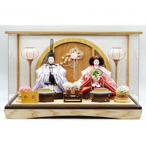 【雛人形】ケース親王飾り「麻の葉衝立パノラマアクリル」（322724）