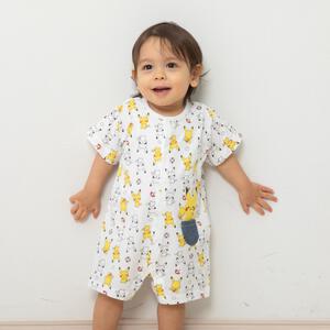 monpoke モンポケ 半袖ロンパース 前開き総柄プリント 80cm