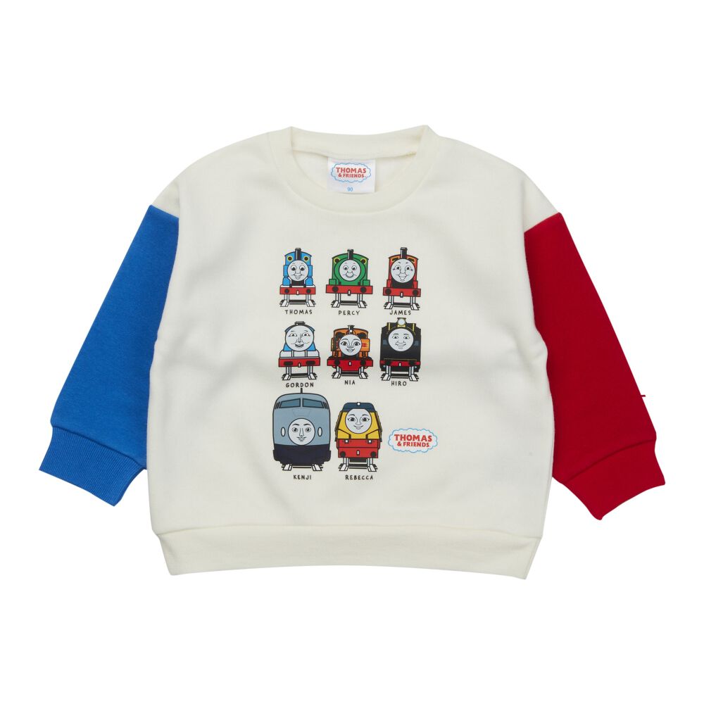 THOMAS トーマス 長袖デイリートレーナー 起毛 図鑑アート ナチュラル