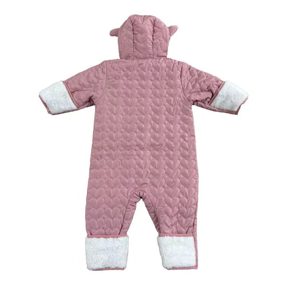 ジャンプスーツ くまみみ ハート柄 ブライトピンク×80cm | マタニティ