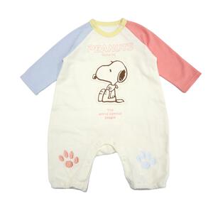 SNOOPY スヌーピー 長袖前開きプレオール クレイジー配色  ホワイト×80cm ベビーザらス限定 ベビー服 赤ちゃん 男の子 女の子 ユニセックス