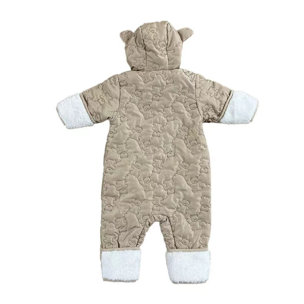 ジャンプスーツ くまみみ クマ柄 ミディアムベージュ×80cm