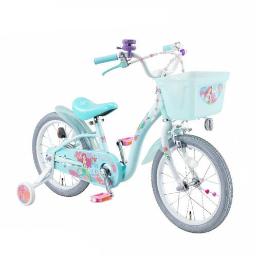 18インチ 身長98～131cm 子供用自転車 ディズニー アリエルS（エメラルドグリーン）補助輪付き自転車 女の子 かわいい キャラクター  4歳 5歳