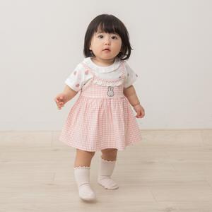 miffy ミッフィー キャミソール付き半袖ロンパース 総柄メッシュ サッカー ピンク&times;80cm  ベビーザらス限定