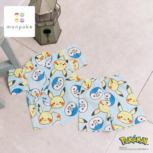 monpoke モンポケ 甚平 総柄 ポッチャマ ライトブルー×80cm