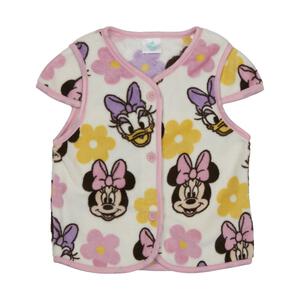 Disney ディズニー 珊瑚フリースベスト ミニー 総柄 ピンク×100cm