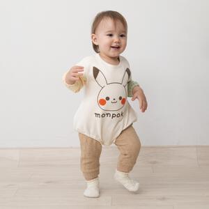 monpoke モンポケ 長袖ロンパース レギンス付き ナチュラル×70cm