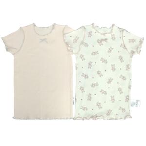 半袖シャツ肌着 2枚組 リブメロー うさぎハート ピンク×100cm ベビーザらス限定