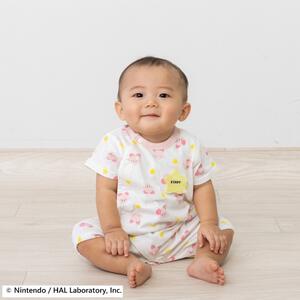 星のカービィ 半袖ロンパース 前開き 総柄 天竺 ピンク&times;70cm ベビーザらス限定