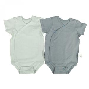 2枚組メッシュ新生児半袖打ち合わせロンパース肌着 パステルブルー&times;60cm ベビーザらス限定