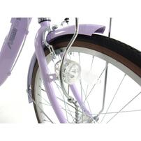 22インチ 身長120～135cm 子供用自転車 アルミラ ライトパープル  バスケット LED オートライト 7歳