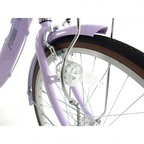 22インチ 身長120～135cm 子供用自転車 アルミラ ライトパープル  バスケット LED オートライト 7歳