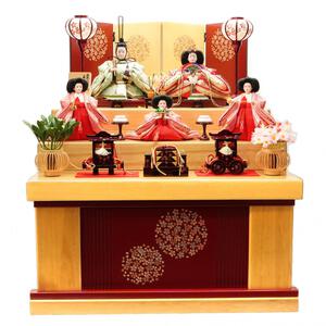 【雛人形】三段収納五人飾り「花てまり木目調」 (606825)ひな人形 ひな祭り お雛様 おしゃれ トイザらス・ベビーザらス限定【メーカー直送】