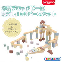 木製ブロックビー玉 転がし100ピースセット トイザらス限定  3歳 4歳 5歳