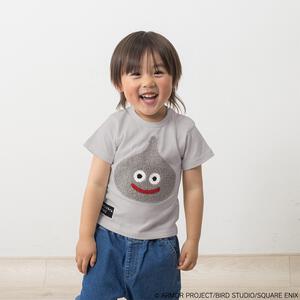 ドラクエベビー＆キッズ 半袖Tシャツ サガラ刺繍 メタルスライム グレー&times;90cm