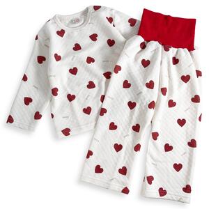 長袖腹巻付きパジャマ ニットキルト ハート柄 レッド&times;90cm ベビーザらス限定