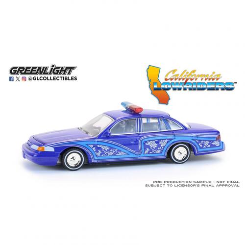 GL 1/64 1992 Ford Crown Victoria Lowrider - Blue with Lightbar