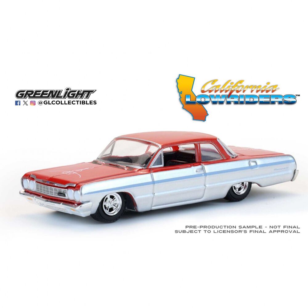 GL 1/64 1964 Chevrolet Biscayne Lowrider - Silver Metallic & Red