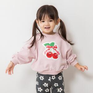 COJIKA プリントアップリケデイリートレーナー 裏毛 チェリー ピンク×90cm ベビーザらス限定