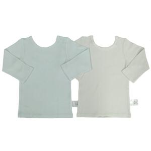 長袖シャツ肌着 2枚組 前後どちらでも グレー&times;95cm