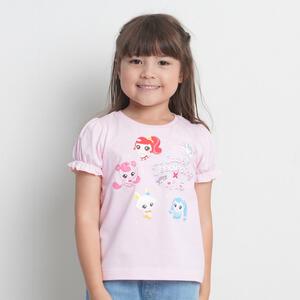 【ティニピン&times;しなこ】半袖Ｔシャツ パフスリーブ 天竺 ピンク&times;100cm