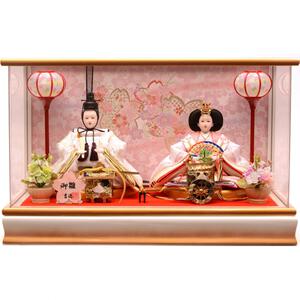 【雛人形】ケース飾り 親王飾り「桜金ぼかしパノラマアクリル」 (322034)ひな人形 ひな祭り お雛様 おしゃれ【メーカー直送】