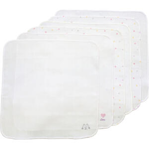 日本製 ガーゼハンカチ 6枚入り ネコ刺繍 ベビーザらス限定