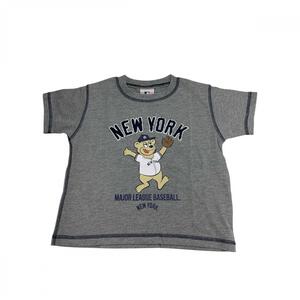 MLB クマ柄プリントＴシャツ ヤンキース グレー&times;100cm