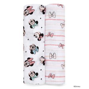 エイデンアンドアネイ エッセンシャルズ DISNEY ミニーレインボー スワドル 2枚組(ピンク×フリー)