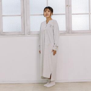 monpoke モンポケ 長袖前開きワンピースパジャマ ワンポイント グレー&times;M-L ベビーザらス限定