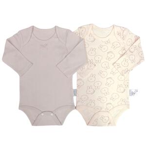 長袖ロンパース肌着 2枚組 スムス うさぎ ピンク×80cm