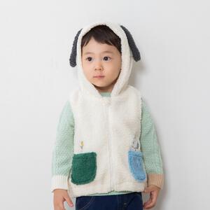 SNOOPY スヌーピー ベスト フード付き ナチュラル×80cm