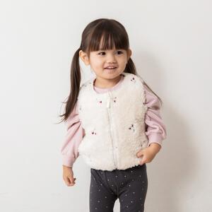 ベビーザらス限定　COJIKA ボア刺繍入りベスト チェリー(ホワイト×80ｃｍ)