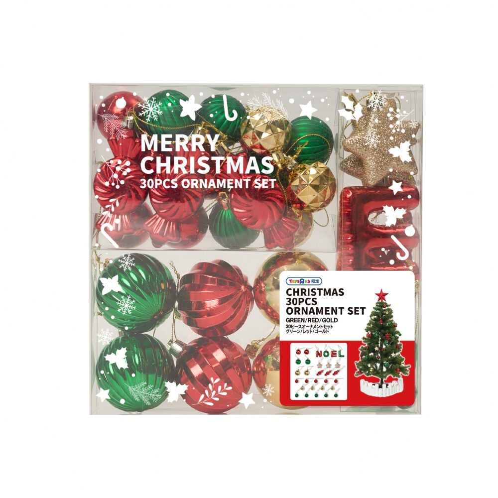 クリスマス】30PCSオーナメントセット レッド＆グリーン＆ゴールド