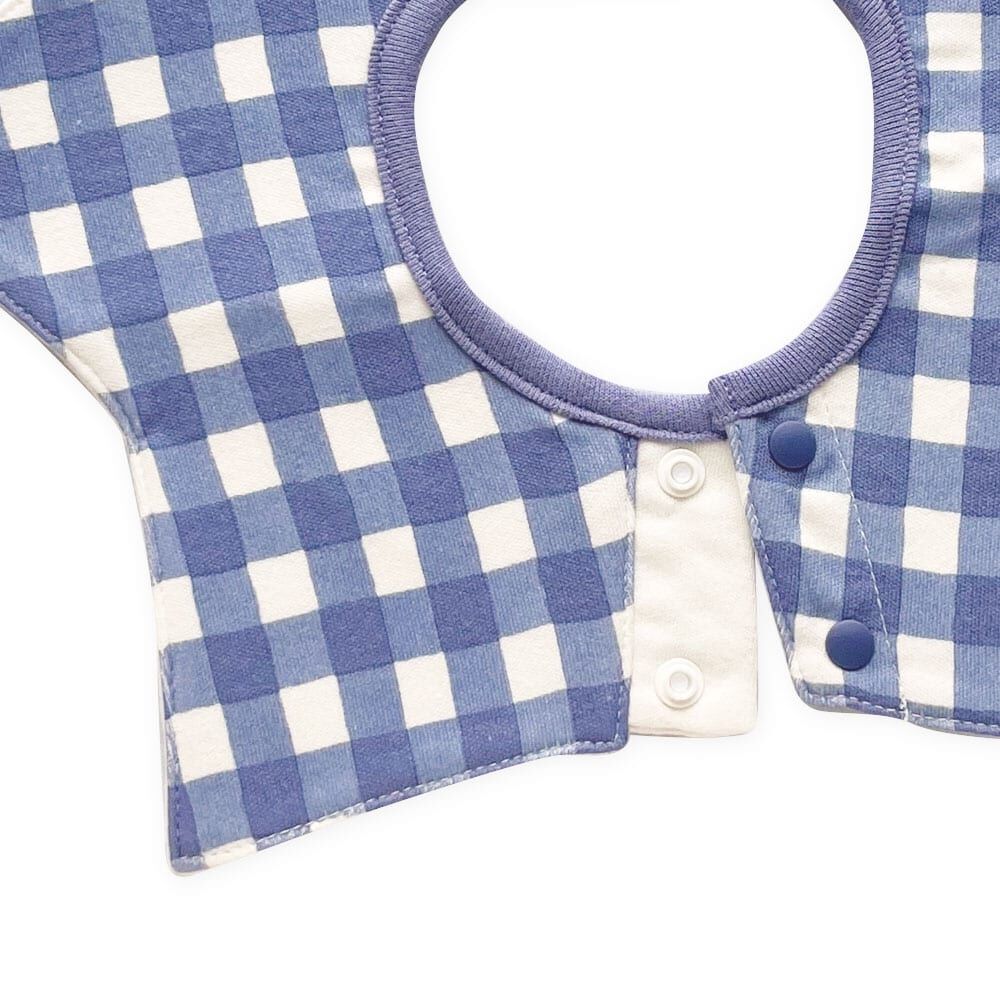 送料無料！ブルーのクマ柄×ブルーの小さな星柄（裏地） 襟付きスタイ