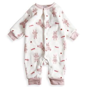 【ブラックフライデー】長袖カバーオール フリース ウサギ柄 ピンク×70cm