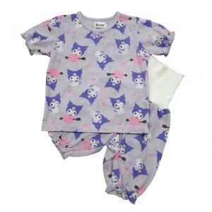 クロミ 半袖パジャマ メッシュ 総柄丸首 パープル&times;120cm