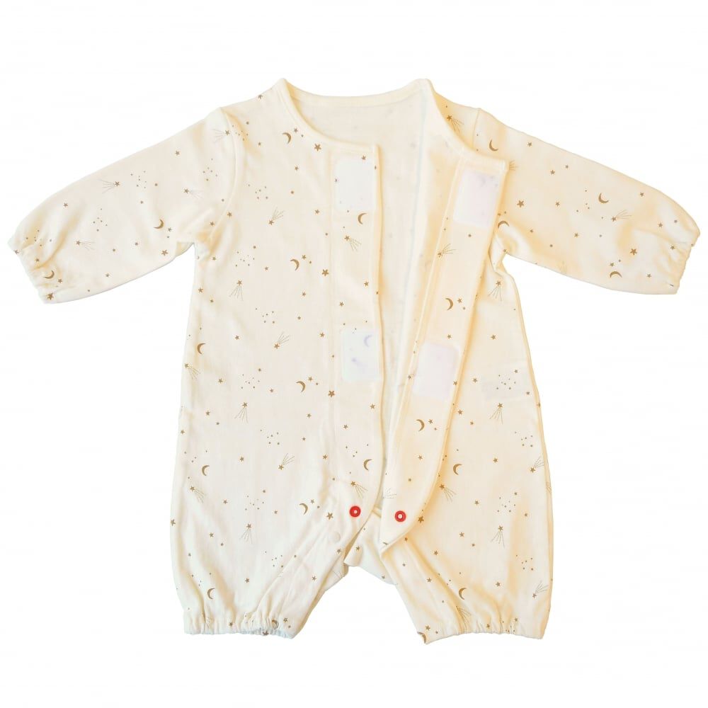 長袖前開きワンタッチロンパース 星(シロ×50-60cm) ベビーザらス限定