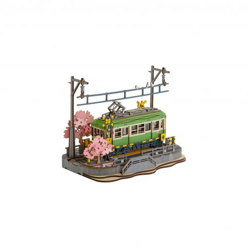 木製立体パズル つくるんです TGS02 桜さく電車 3D 組立キット インテリア 日本語説明書付き