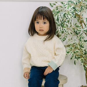 ベビーザらス限定　RAT-A-TATR ラッタッター ケーブルニット(ホワイト&times;100cm)