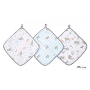 aden + anais エイデンアンドアネイ エッセンシャルズ ディズニーウォッシュクロス 3枚組 ダンボニューハイツ(グレー×フリー)